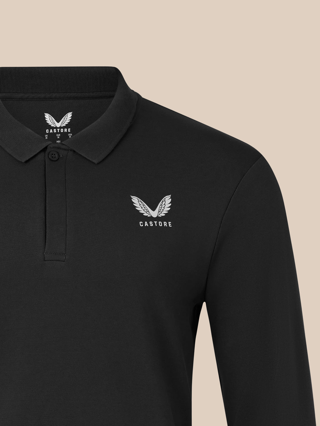 Men's Long Sleeve Cotton Polo - Black