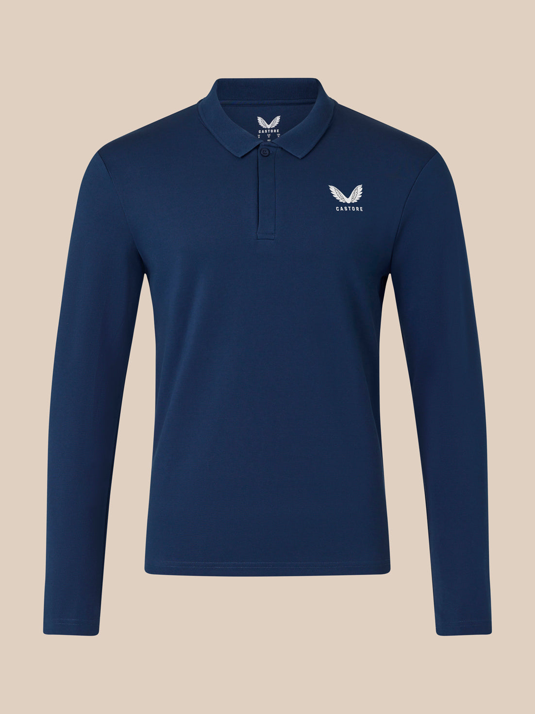 Men's Long Sleeve Cotton Polo - Navy