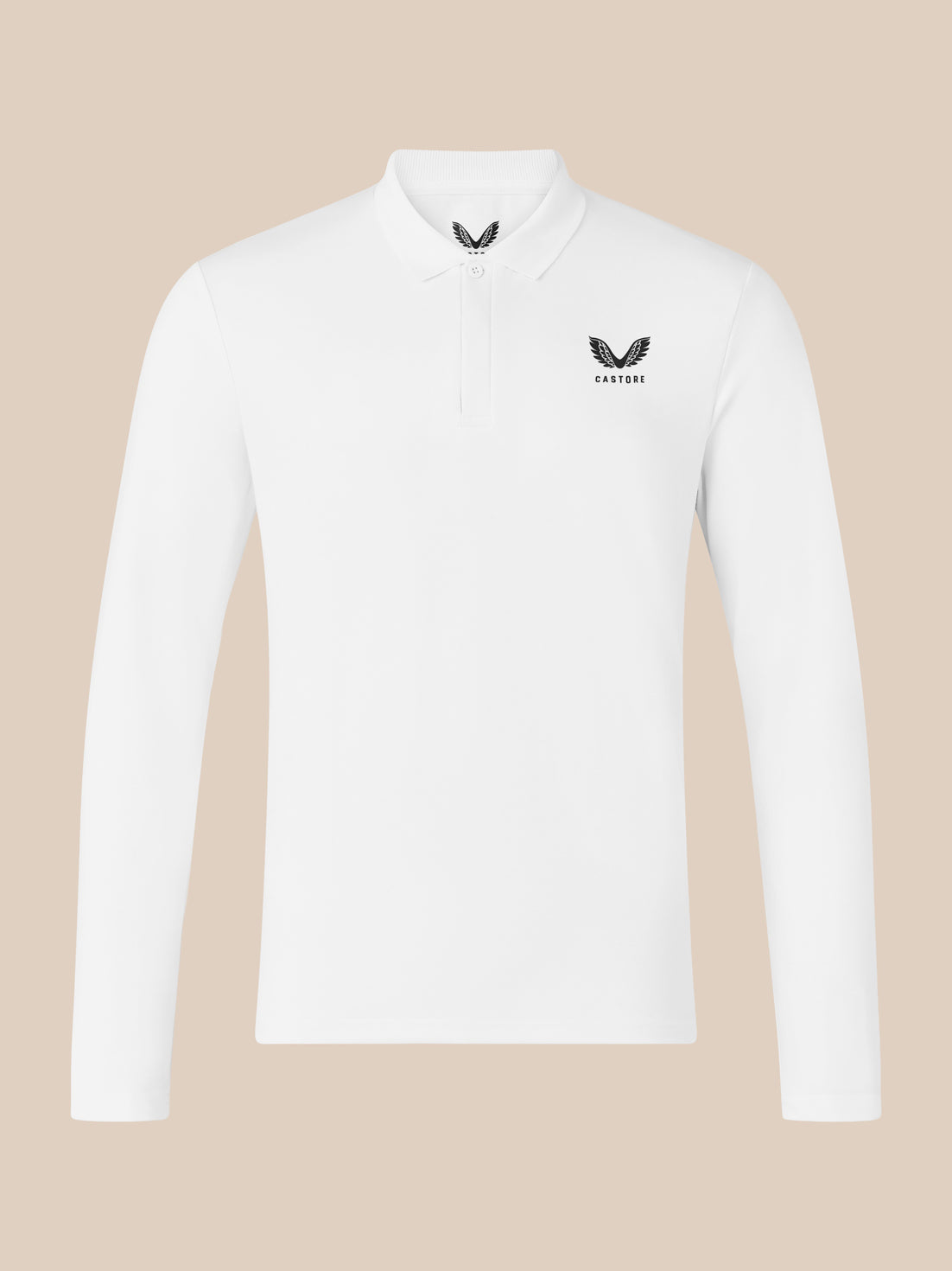 Men's Long Sleeve Cotton Polo - White