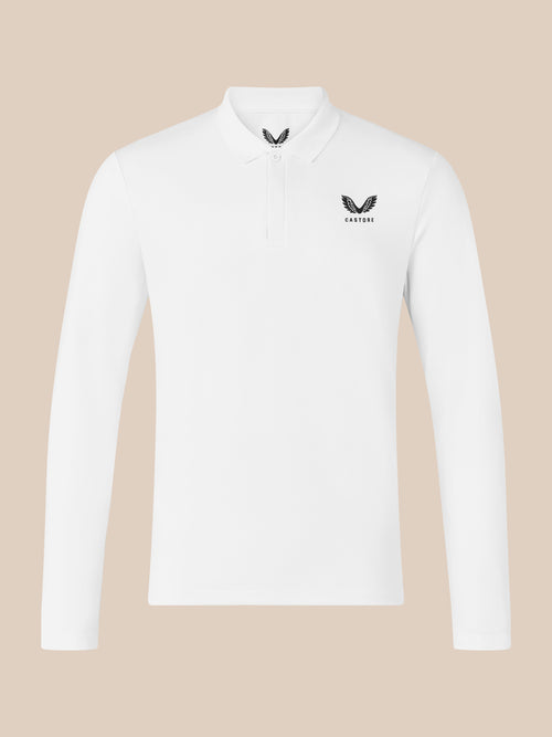Men's Long Sleeve Cotton Polo - White
