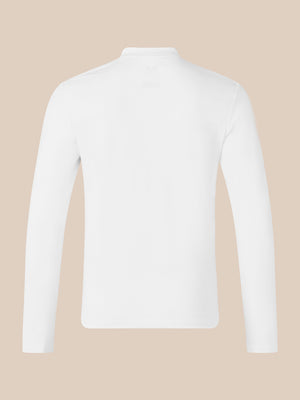 Men's Long Sleeve Cotton Polo - White
