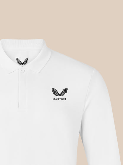 Men's Long Sleeve Cotton Polo - White