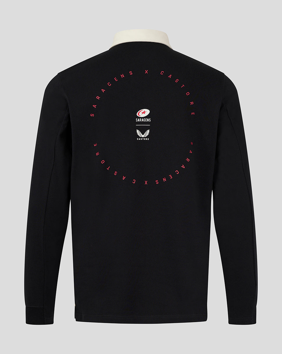 Saracens heren dual branded rugbyshirt - Zwart/Wit