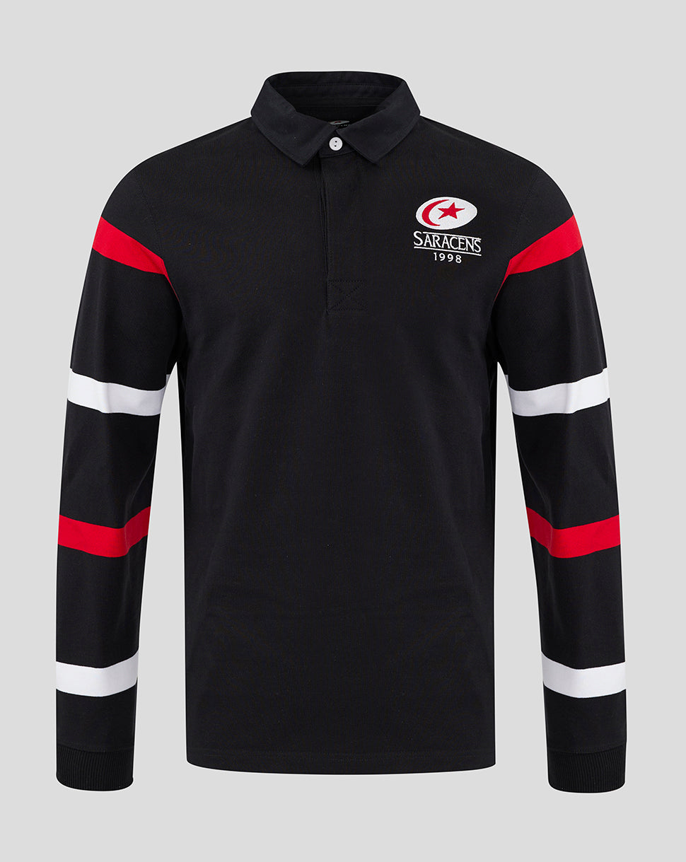 Saracens Herren Retro Rugby-Trikot - Schwarz