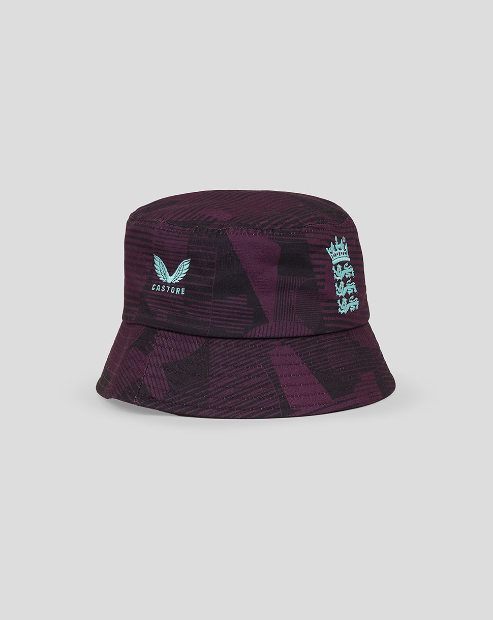 Sombrero de pescador de entrenamiento England Cricket de hombre 25/26 - Blackberry Wine/Caviar