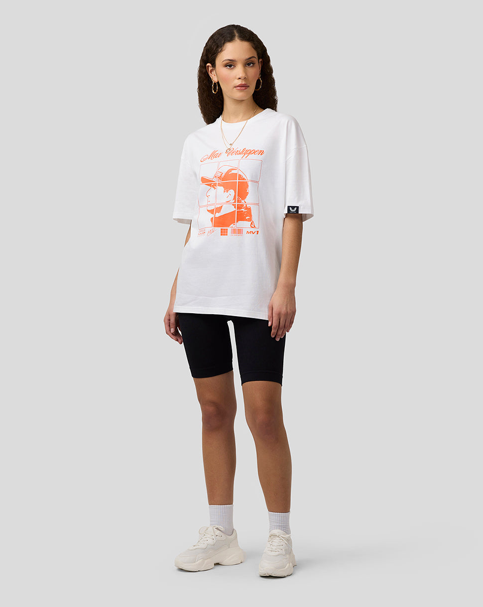Oracle Red Bull Racing Unisex Max Verstappen Puzzle T-Shirt - Brilliant White