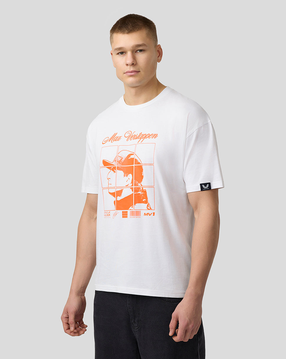Oracle Red Bull Racing Unisex Max Verstappen Puzzle T-Shirt - Brilliant White