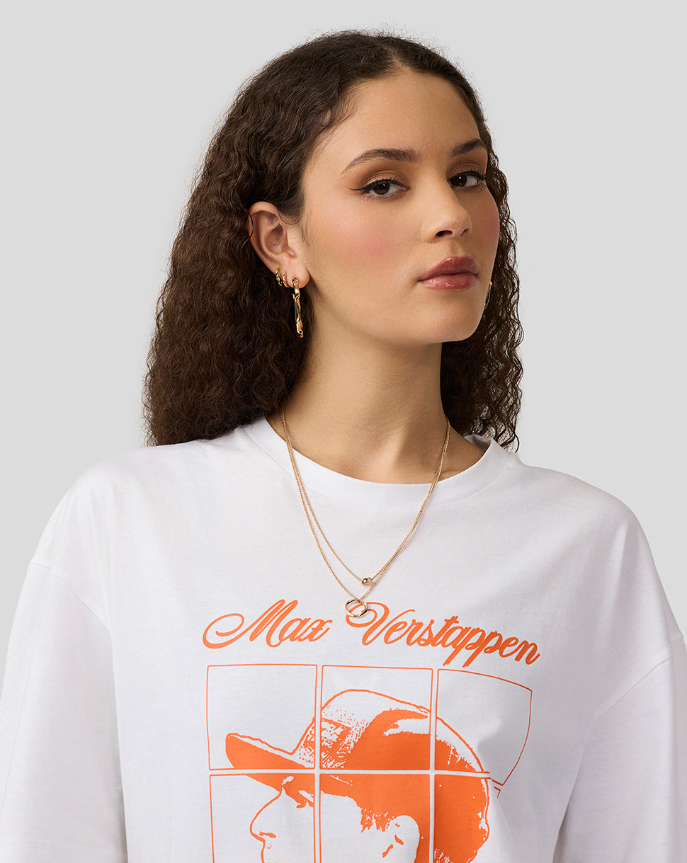 Oracle Red Bull Racing Unisex Max Verstappen Puzzle T-Shirt - Brilliant White