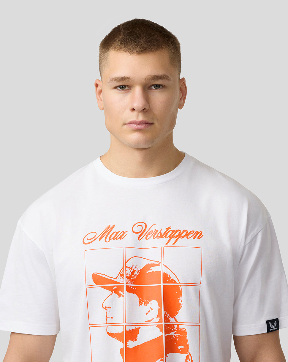 Oracle Red Bull Racing Unisex Max Verstappen Puzzle T-Shirt - Brilliant White