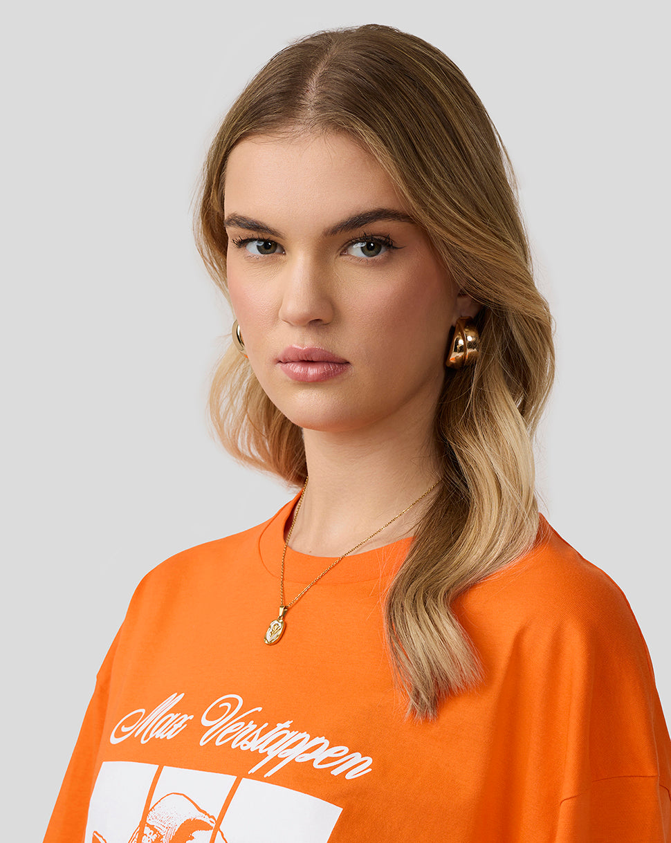 Oracle Red Bull Racing Unisex Max Verstappen Puzzle T-Shirt - Exotic Orange - Exotic Orange