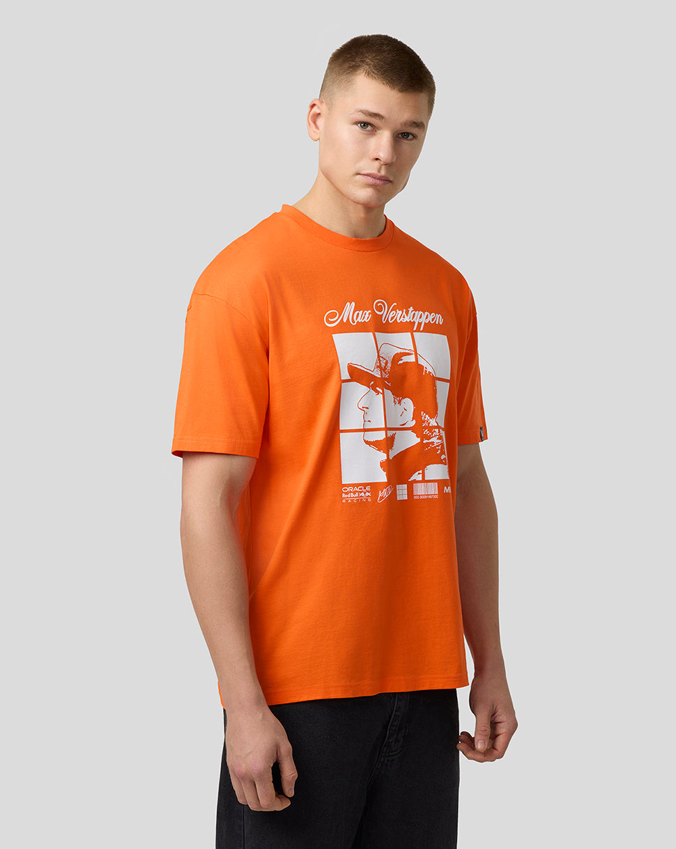 Oracle Red Bull Racing Unisex Max Verstappen Puzzle T-Shirt - Exotic Orange - Exotic Orange