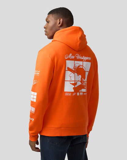 Oracle Red Bull Racing Unisex Max Verstappen Puzzle Pullover Hoodie - Exotic Orange