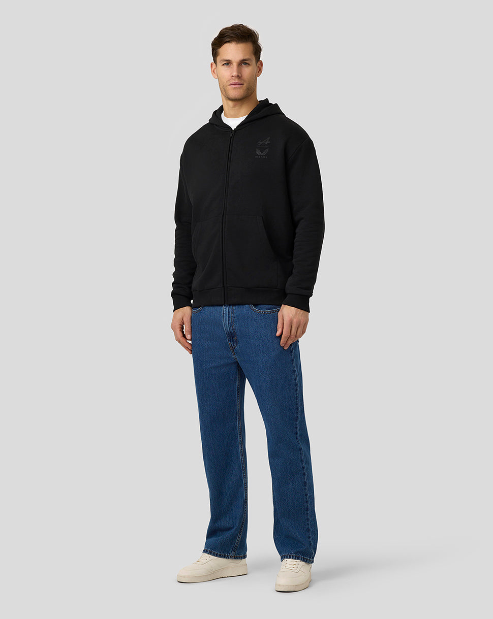BWT Alpine Formula One Team Unisex-Hoodie mit Reissverschluss von Dual Brand, schwarz auf schwarz - Caviar Black