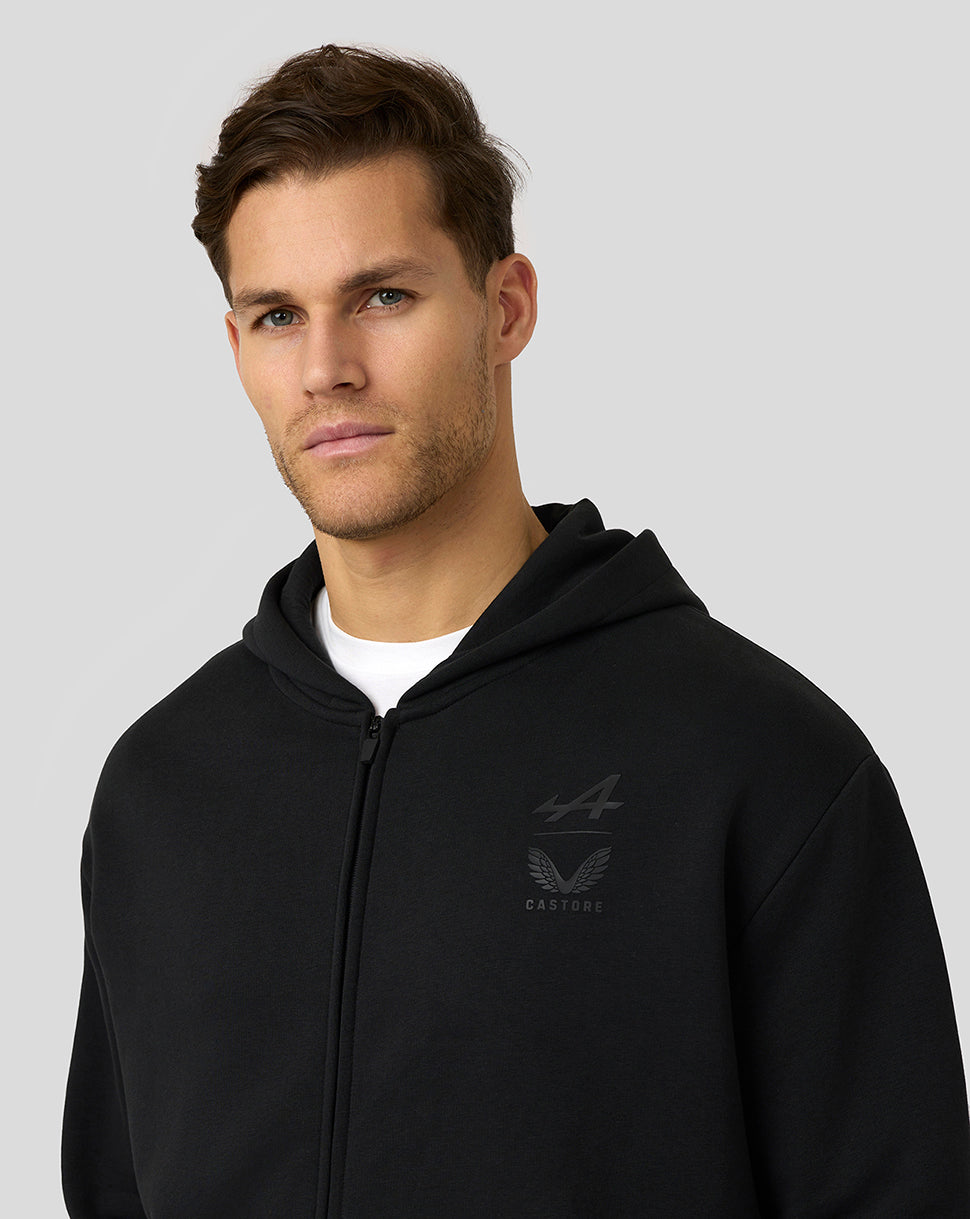 BWT Alpine Formula One Team Unisex-Hoodie mit Reissverschluss von Dual Brand, schwarz auf schwarz - Caviar Black