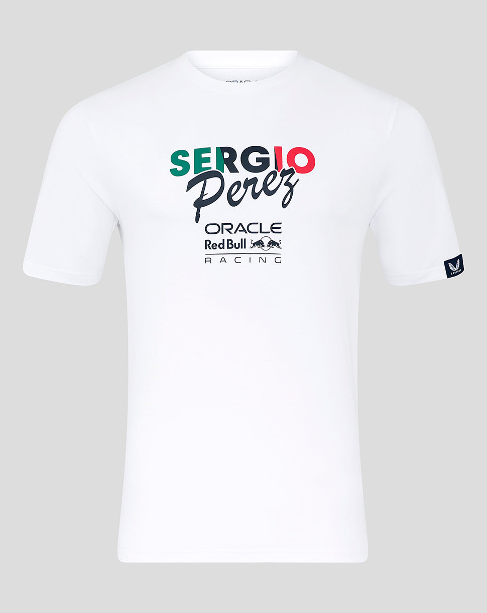 Oracle Red Bull Racing Unisex Sergio Perez Flag T-Shirt - Brilliant White - Brilliant White