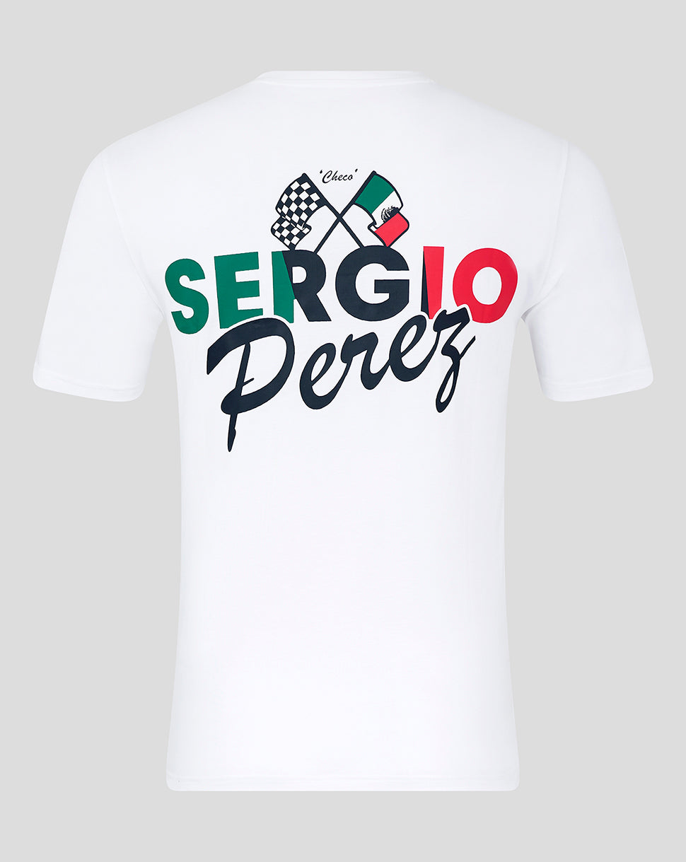 Oracle Red Bull Racing Unisex Sergio Perez Flag T-Shirt - Brilliant White - Brilliant White