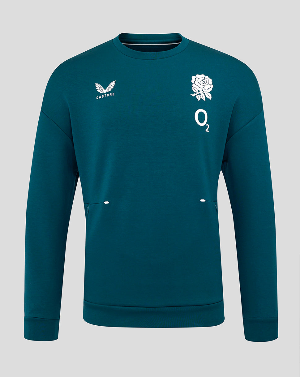 Men's England Rugby 25/26 Travel Crew Sweatshirt - Reflecting Pond