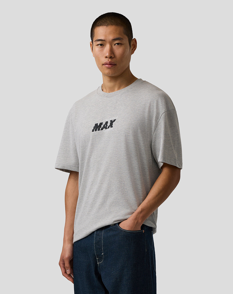 Oracle Red Bull Racing Unisex Max Verstappen Pixel Back Graphic T-Shirt - Grey Marl - Grey Marl