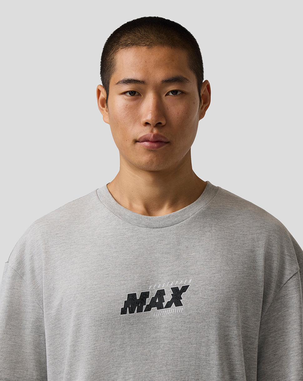 Oracle Red Bull Racing Unisex Max Verstappen Pixel Back Graphic T-Shirt - Grey Marl - Grey Marl