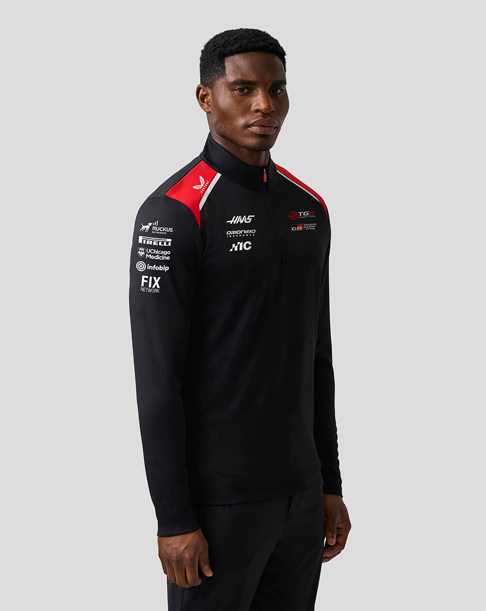 Capa intermedia con media cremallera Official Haas Team unisex - Caviar/Flame Scarlet