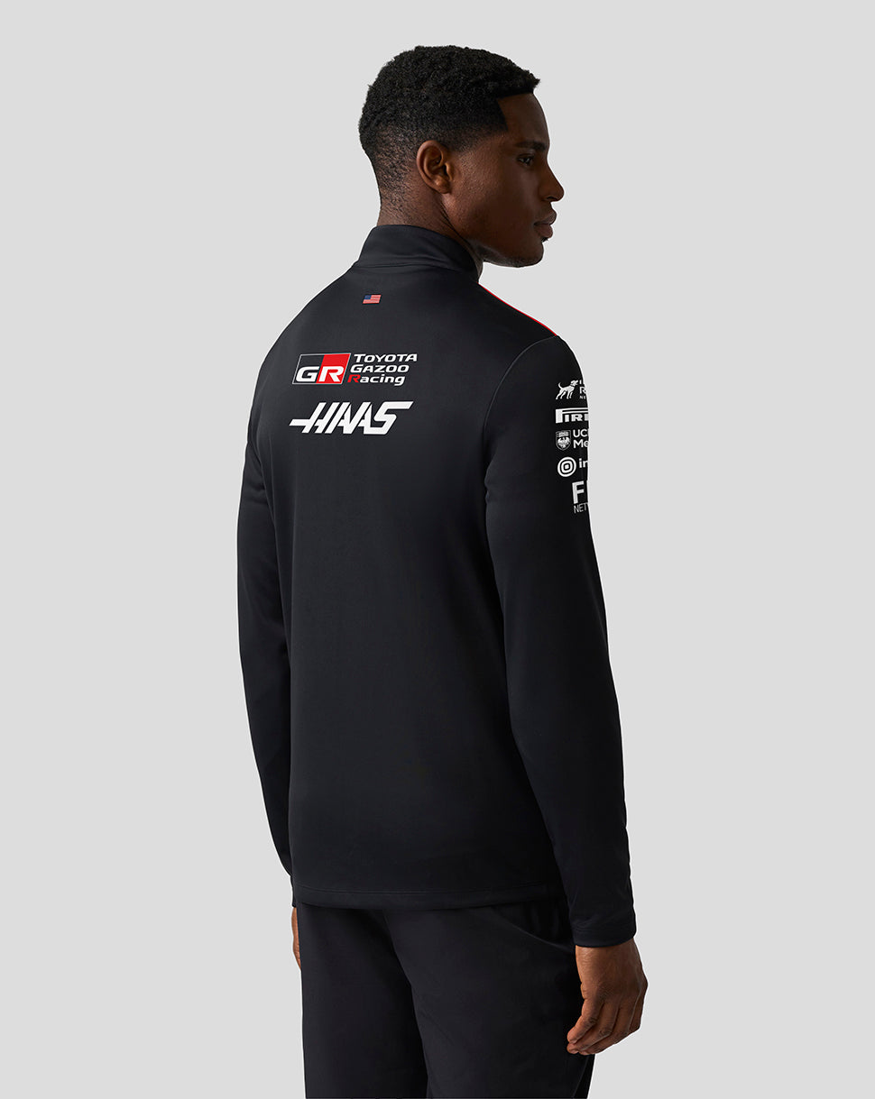 Capa intermedia con media cremallera Official Haas Team unisex - Caviar/Flame Scarlet