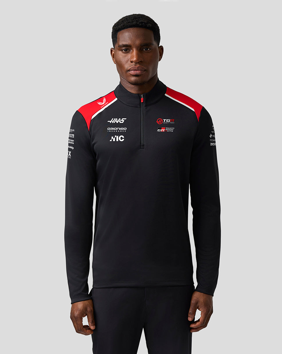 Capa intermedia con media cremallera Official Haas Team unisex - Caviar/Flame Scarlet