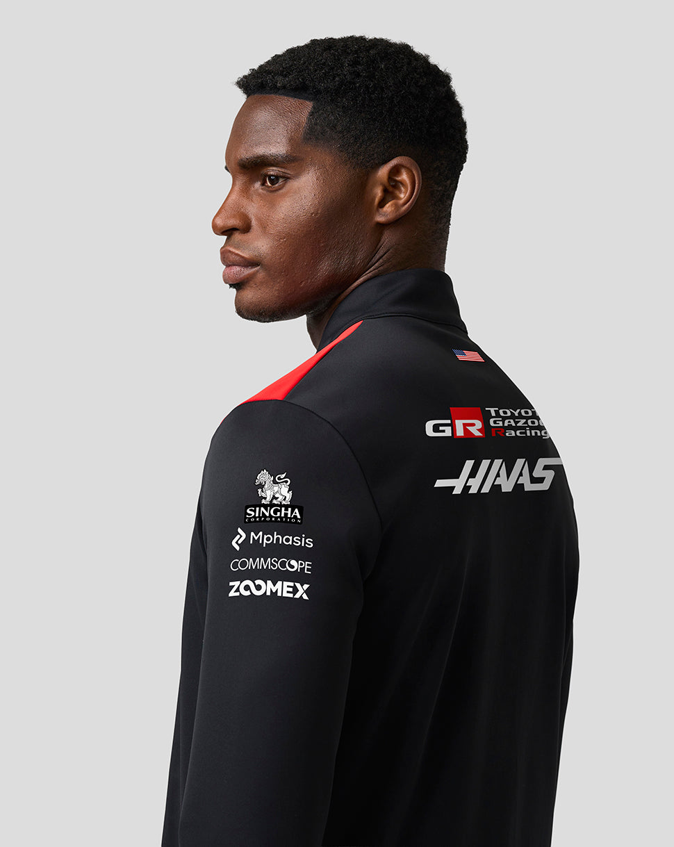 Capa intermedia con media cremallera Official Haas Team unisex - Caviar/Flame Scarlet