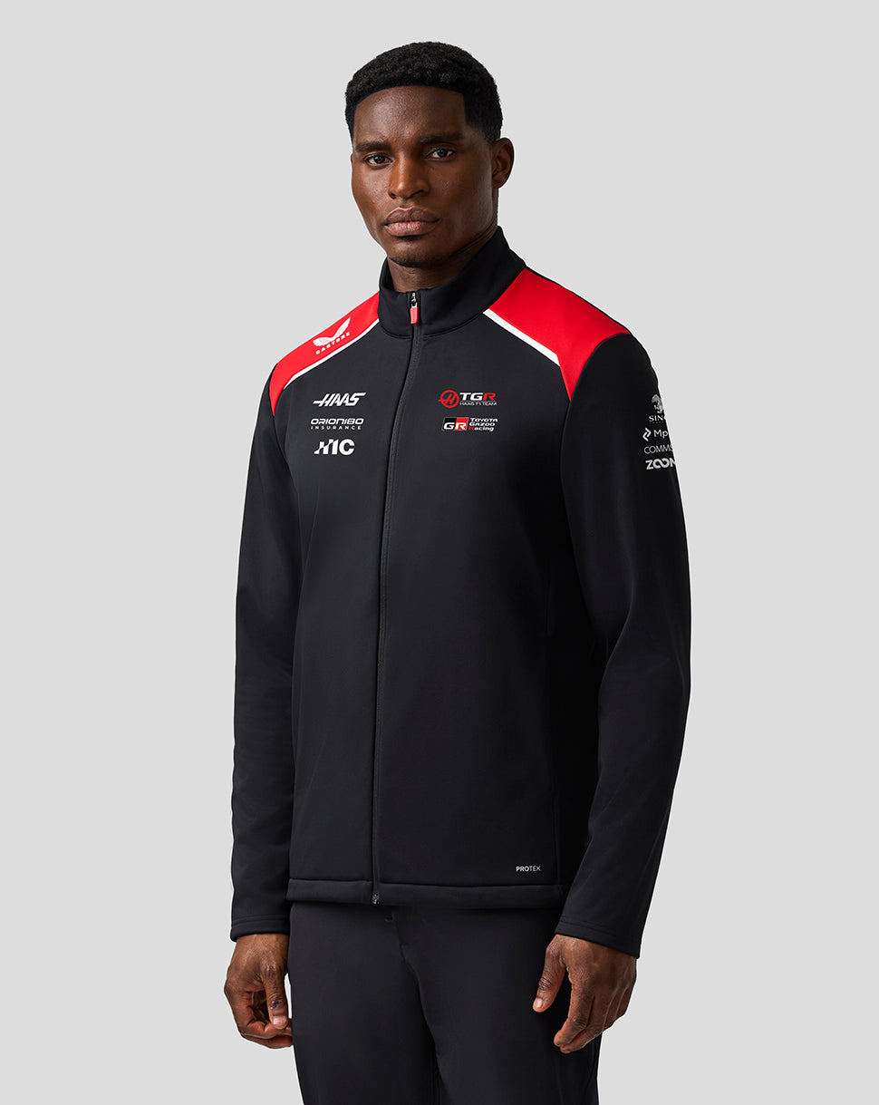 Official Haas Team Unisex Softshell-Jacke - Caviar/Flame Scarlet
