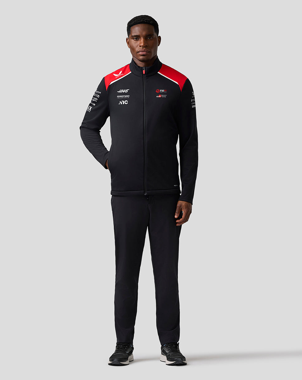 Official Haas Team Unisex Softshell-Jacke - Caviar/Flame Scarlet