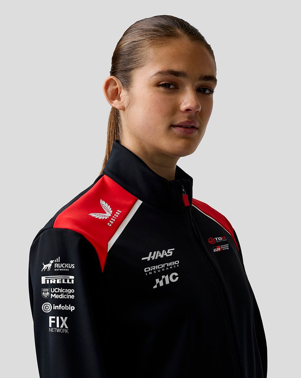 Official Haas Team Unisex Softshell-Jacke - Caviar/Flame Scarlet