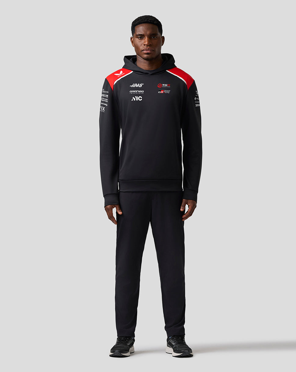 Official Haas Team Unisex Pullover Hoodie - Caviar/Flame Scarlet