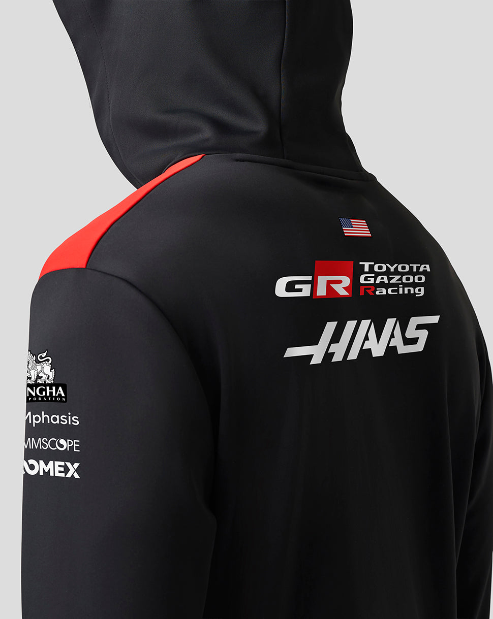 Official Haas Team Unisex Pullover Hoodie - Caviar/Flame Scarlet