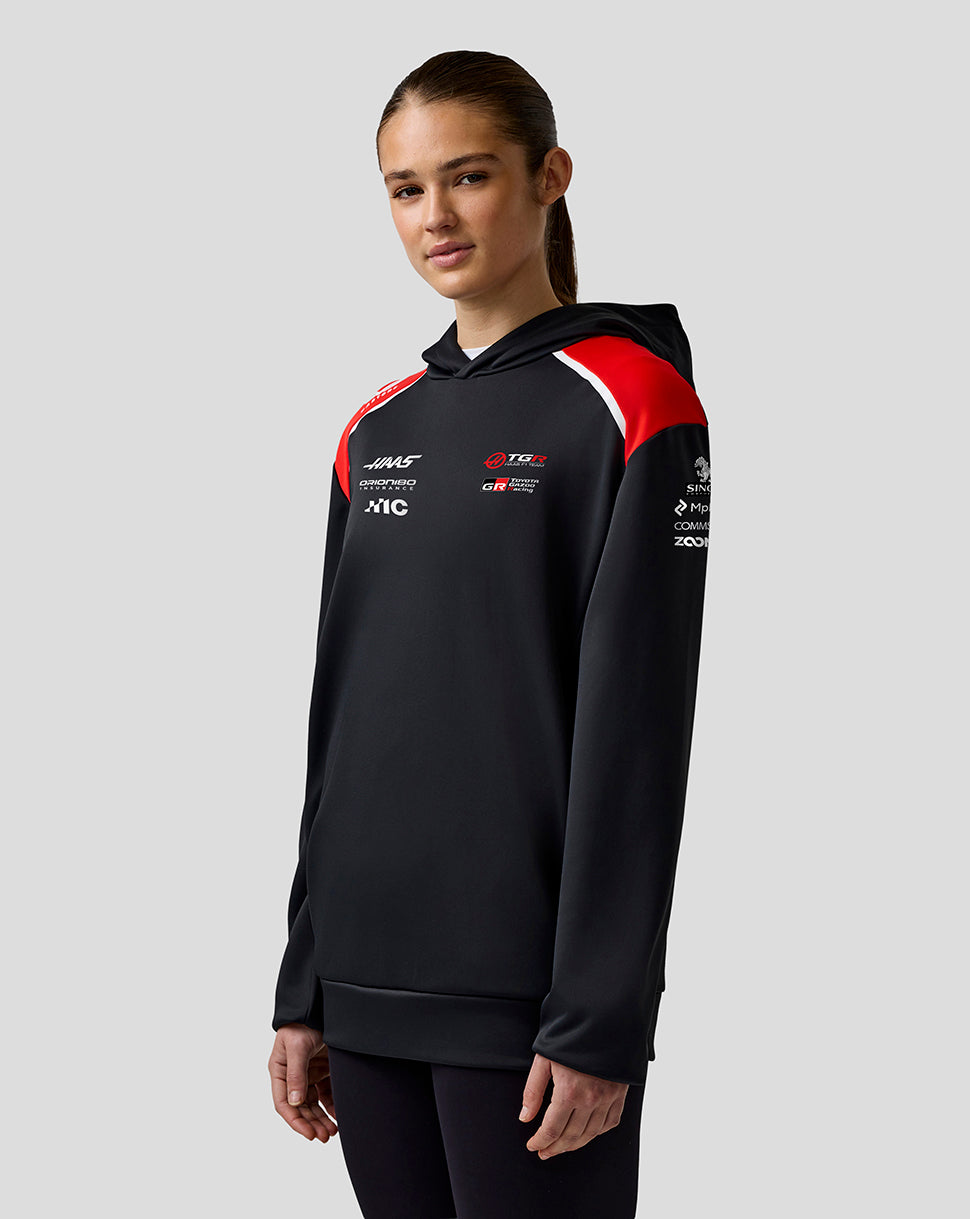 Official Haas Team Unisex Pullover Hoodie - Caviar/Flame Scarlet