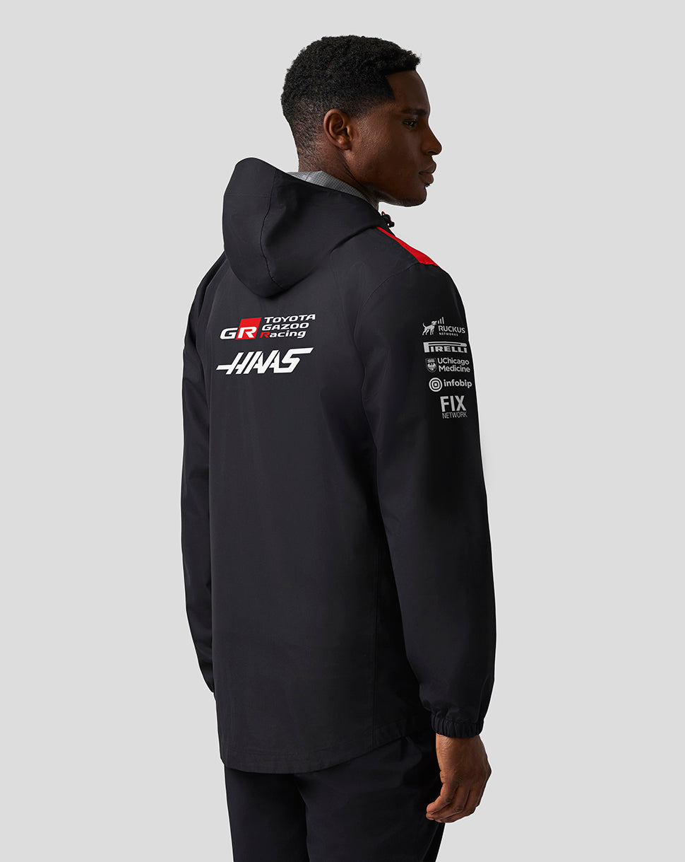 Chaqueta Official Haas Team Unisex Water Resistant - Caviar/Flame Scarlet