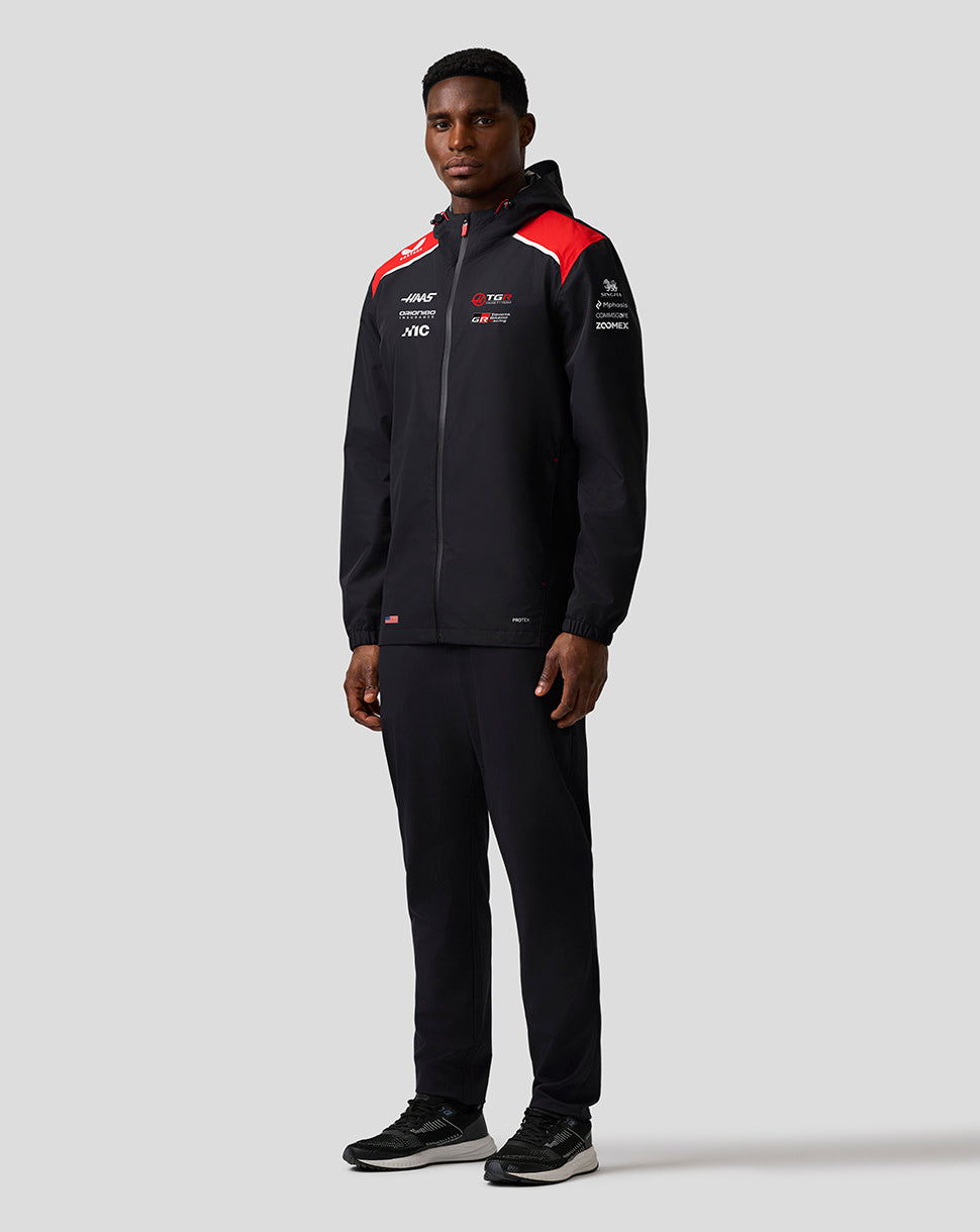 Chaqueta Official Haas Team Unisex Water Resistant - Caviar/Flame Scarlet