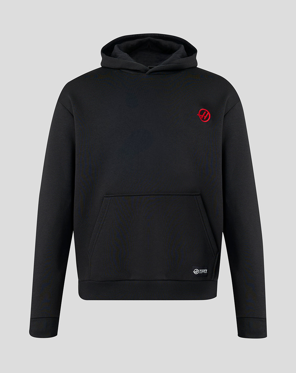 Official Haas Team Unisex Monogram Linear Back Graphic Pullover Hoodie - Black - Black