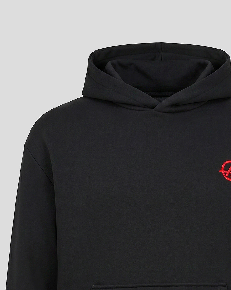 Official Haas Team Unisex Relaxed Fit Monogram Graphic Pullover Hoodie - Black