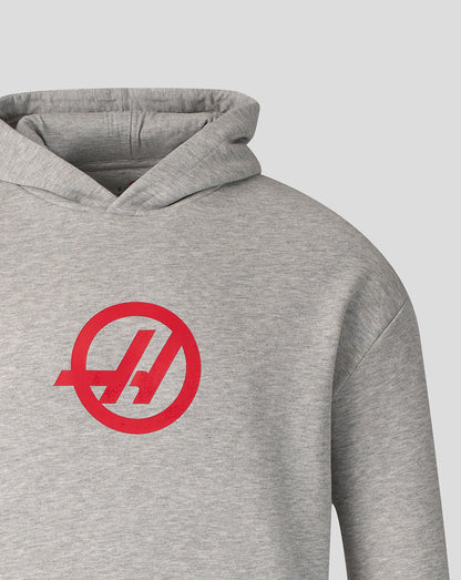Official Haas Team Unisex Relaxed Pullover Hoodie - Grey Marl