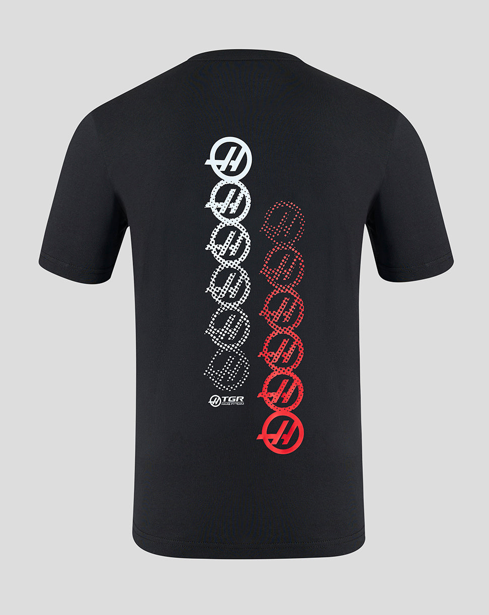 Camiseta Official Haas Team Unisex Monogram Linear Back Gráfico – Negro - Negro