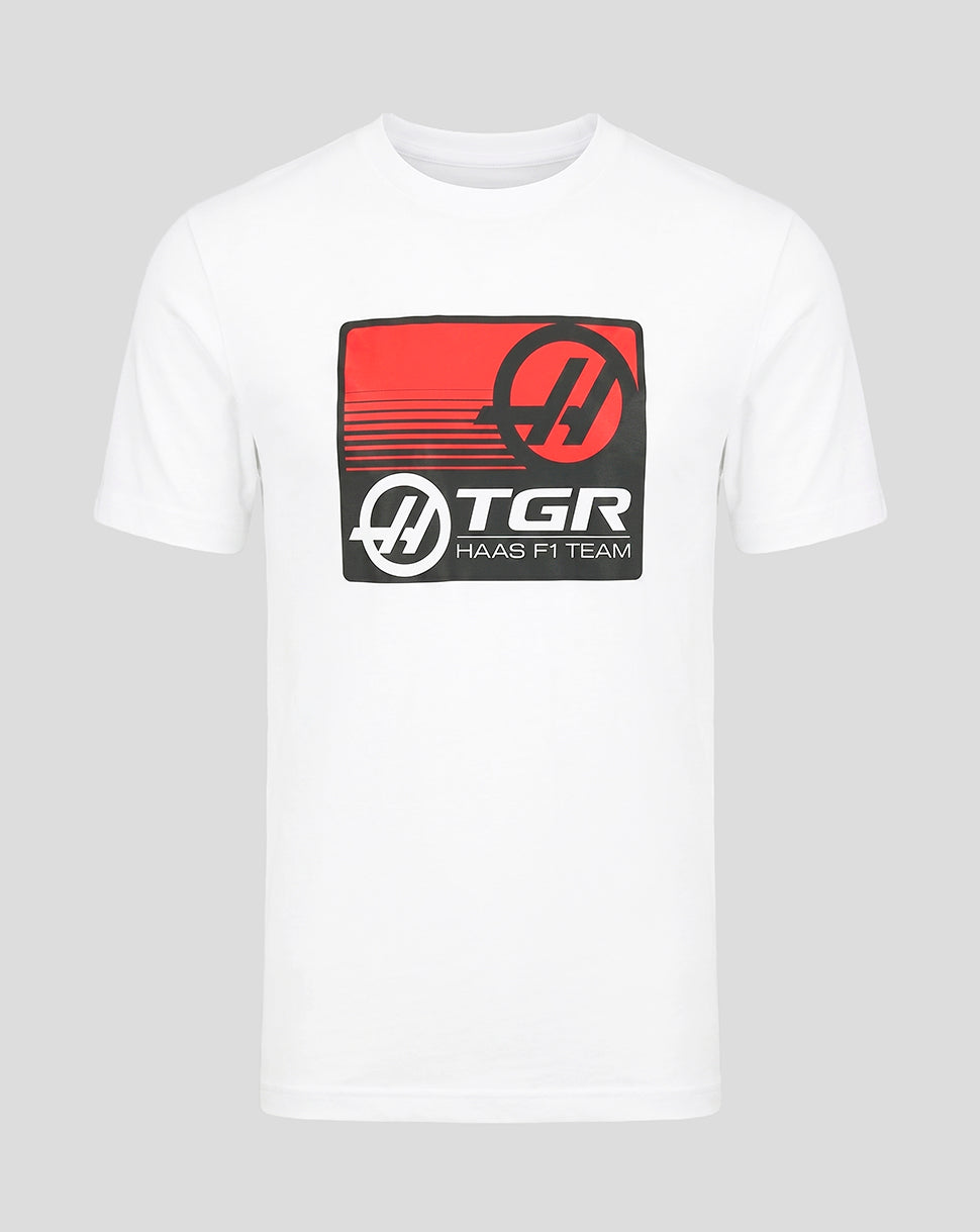 Official Haas Team Unisex Full Logo Front Graphic T-Shirt - White