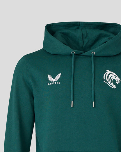 Leicester Tigers Unisex 25/26 Travel Brushed Back Hoodie- Dark Green