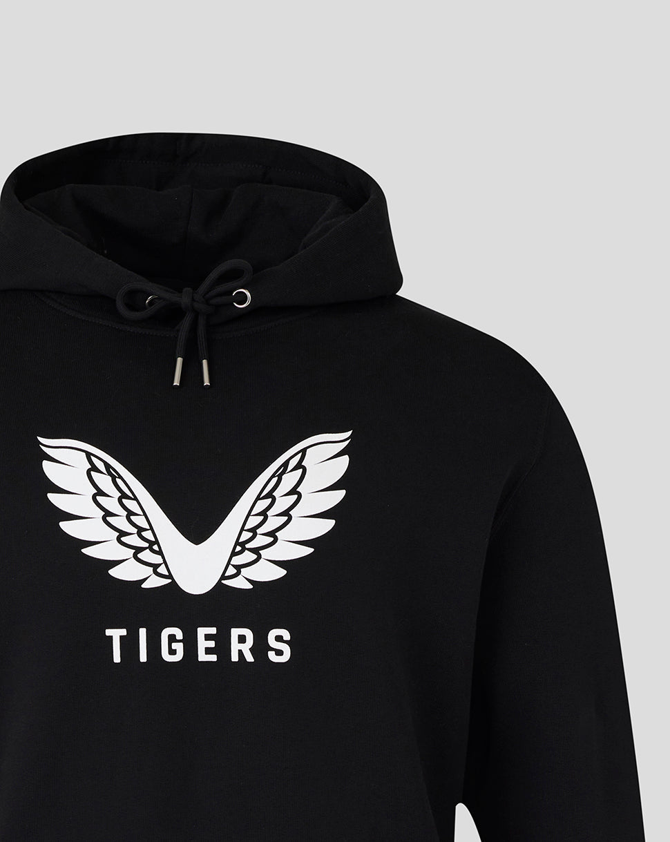 Leicester Tigers Unisex 25/26 Travel Brushed Back Hoodie - Black