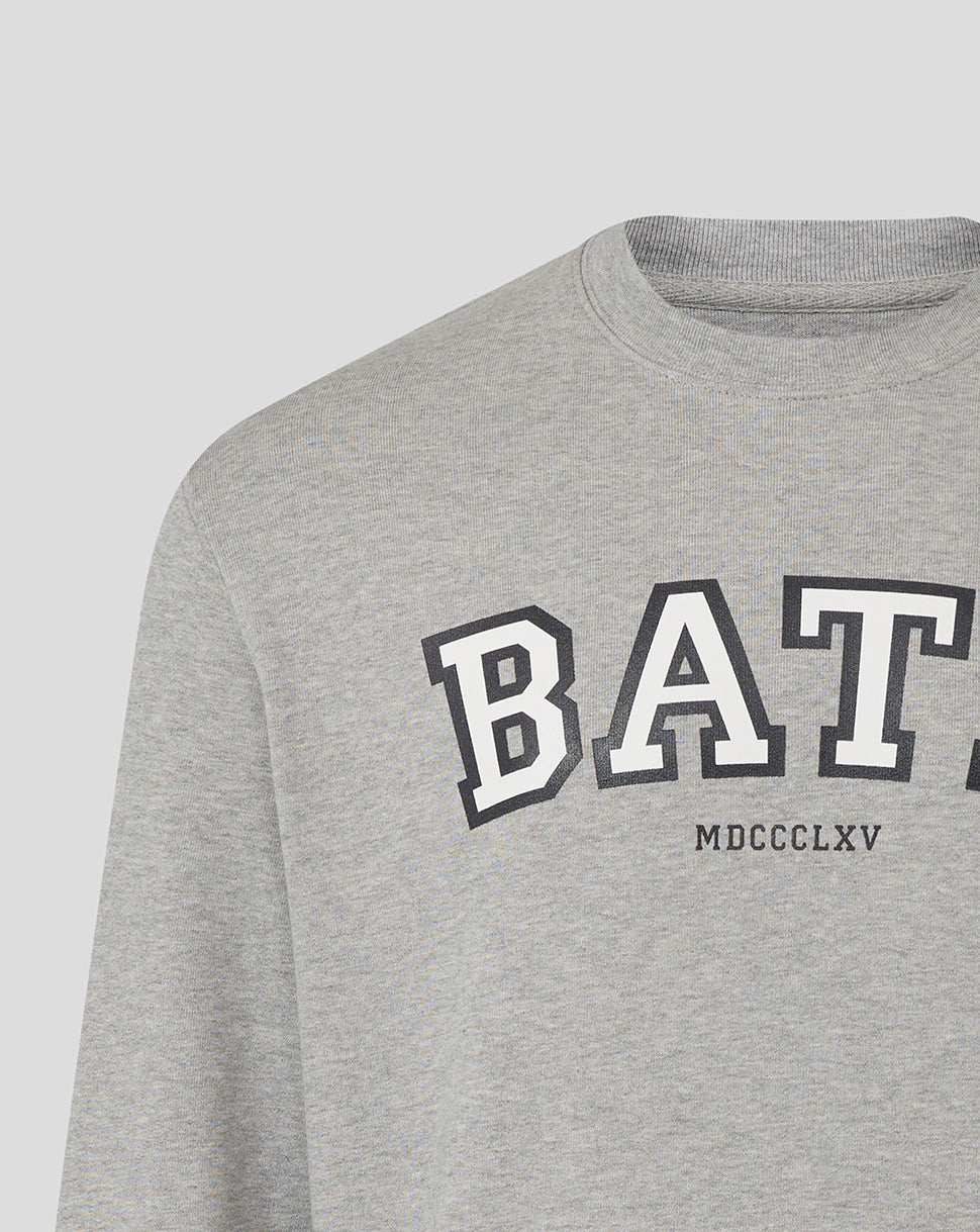 Bath Rugby Unisex Varsity Crew Sweatshirt - Heather Grey