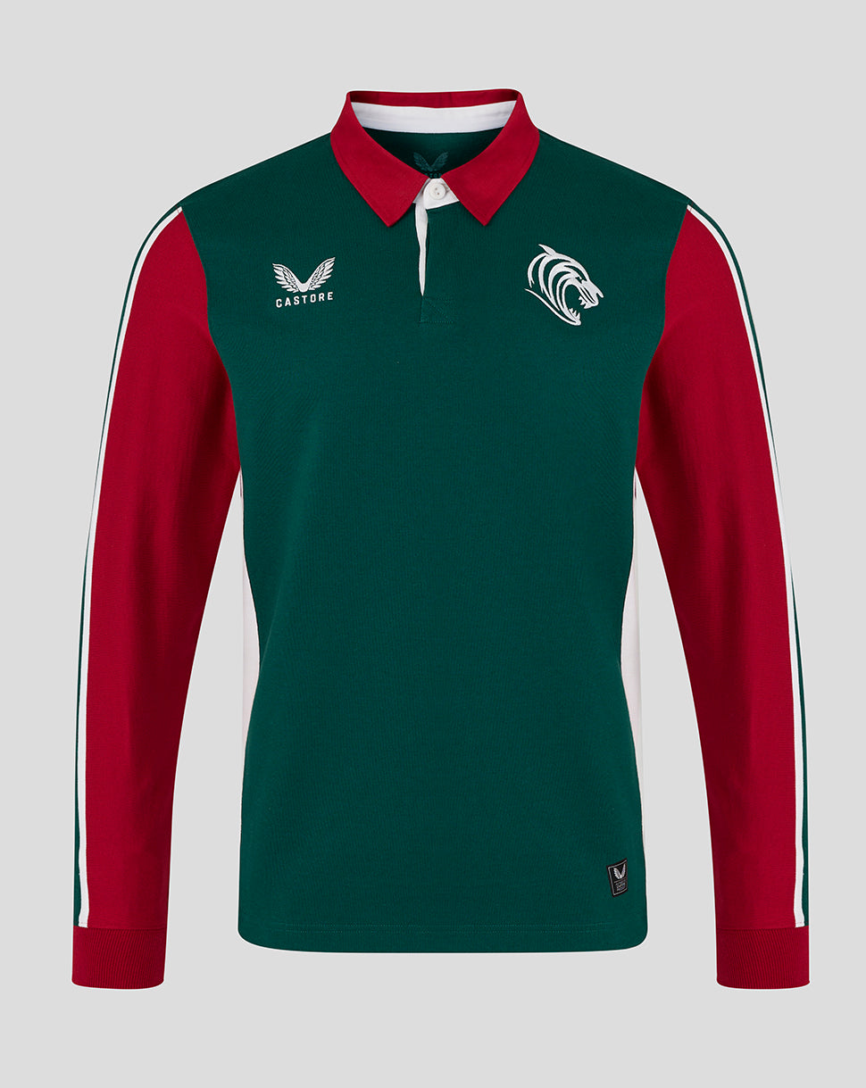 Leicester Tigers Unisex 25/26 Home Classic Long Sleeve Shirt - Botanical Garden/Scooter/Castore White