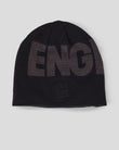 Black beanie with 'ENGLAND' text on a light gray background