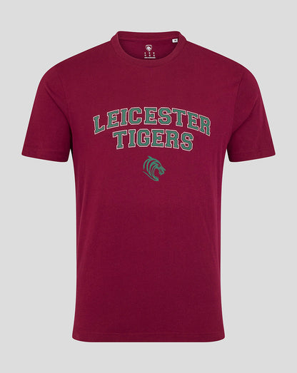 Leicester Tigers Unisex 25/26 Varsity Short Sleeve T-Shirt - Burgundy