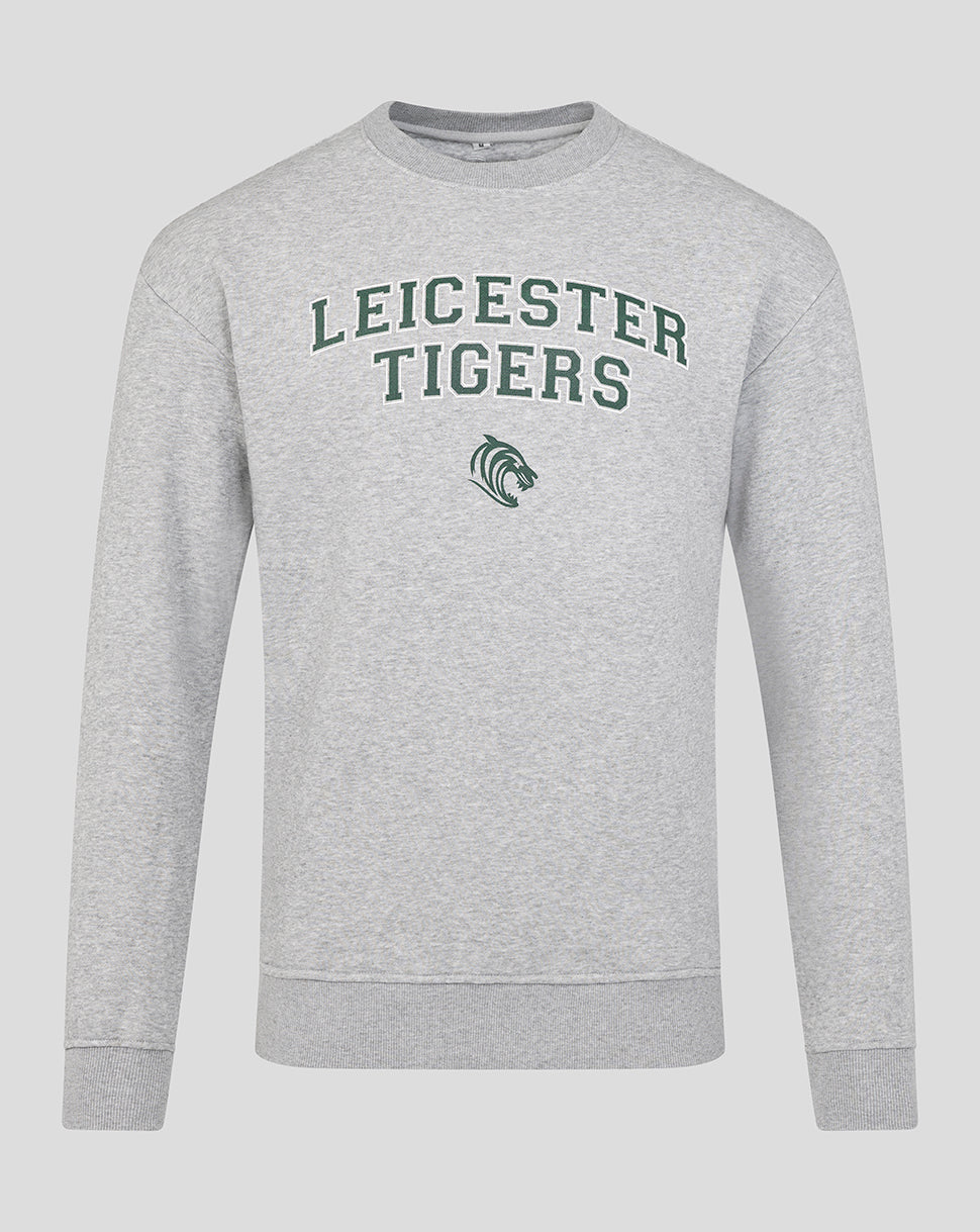 Leicester Tigers Unisex 25/26 Varsity Crew Sweatshirt - Grey