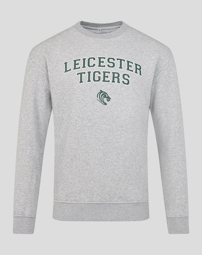 Leicester Tigers Unisex 25/26 Varsity Crew Sweatshirt - Grey