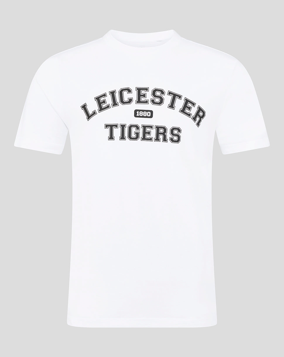Leicester Tigers Unisex 25/26 Varsity Short Sleeve T-Shirt - White - White