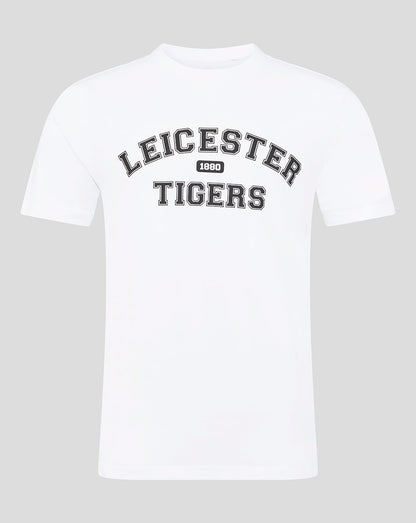 Leicester Tigers Unisex 25/26 Varsity Short Sleeve T-Shirt - White